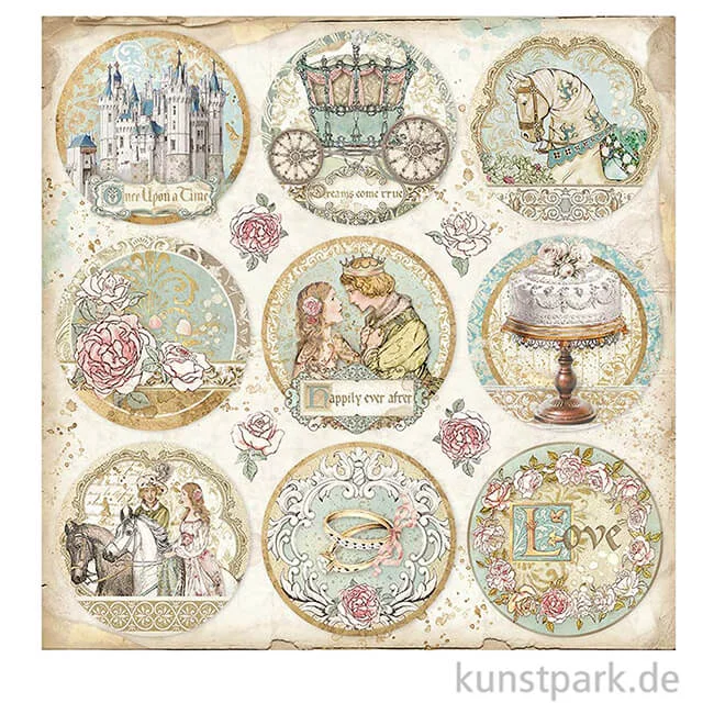 Artikelbild 2 des Artikels “Stamperia Scrappapier - Sleeping Beauty Rounds, 30,5x30,5 cm “
