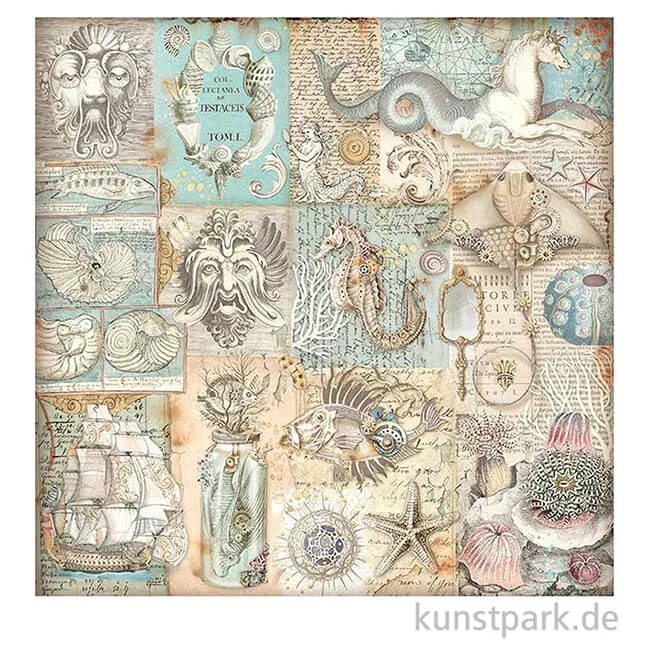 Artikelbild 2 des Artikels “Stamperia Scrappapier - Songs of the Sea Texture, 30,5 x 30,5 cm “
