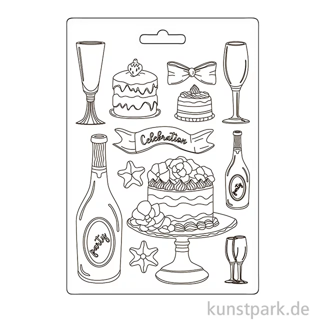 Artikelbild 2 des Artikels “Stamperia Soft Mould (Gießform) - Masquerade Flut and Cakes, A5 “