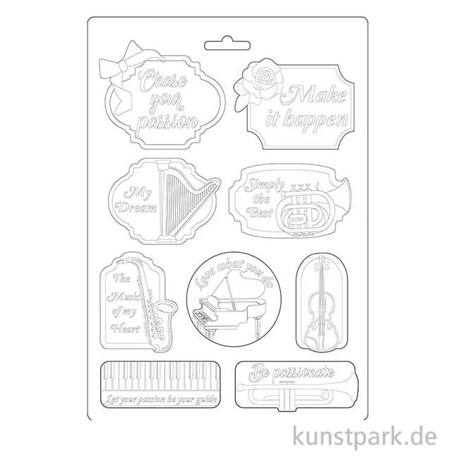 Artikelbild 2 des Artikels “Stamperia Soft Mould (Gießform) - Passion Music and Tag, DIN A4 “