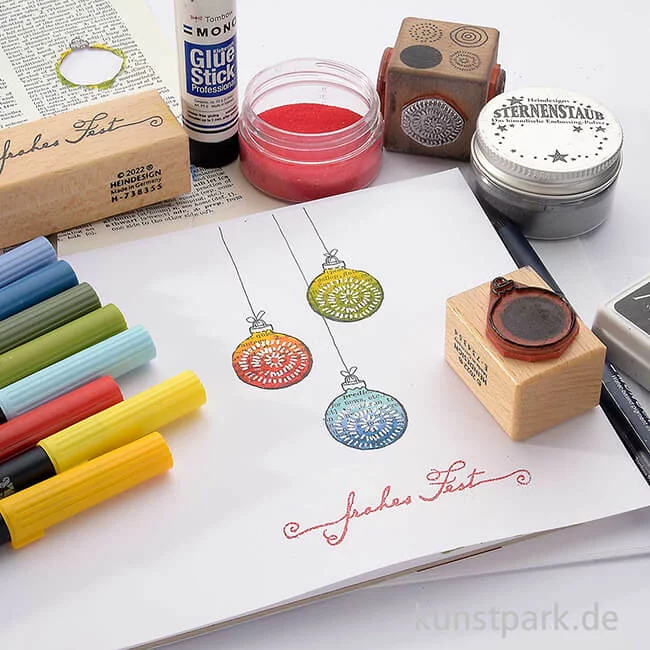 Artikelbild 2 des Artikels “Stempel - Frohes Fest mit Schnörkel, 3 x 8 cm “