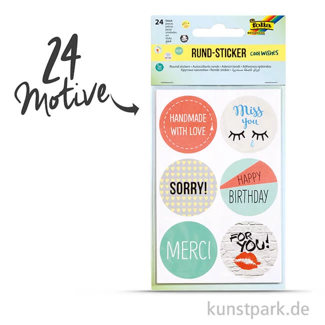 Artikelbild 2 des Artikels “Sticker rund - Cool Wishes, selbstkebend, 24 Stück sortiert “