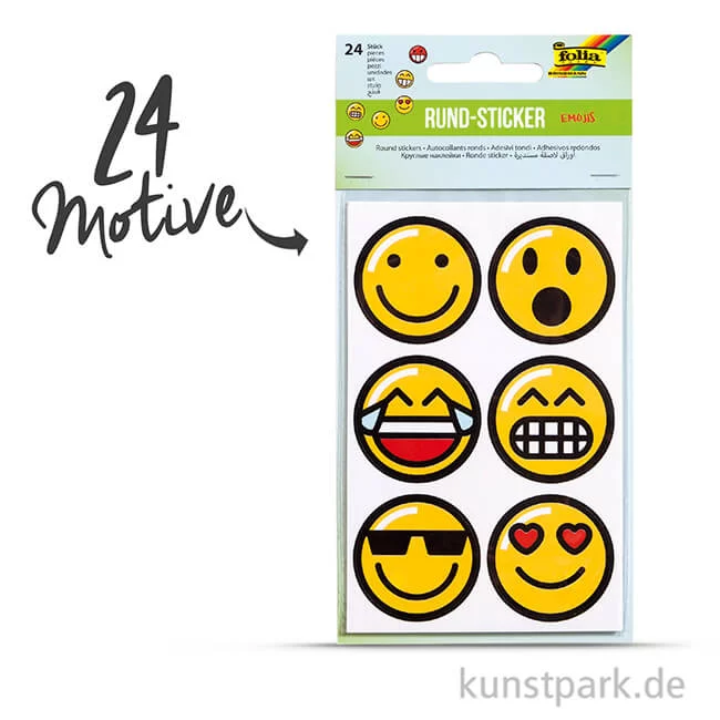 Artikelbild 2 des Artikels “Sticker rund - Emojis, selbstkebend, 24 Stück sortiert “