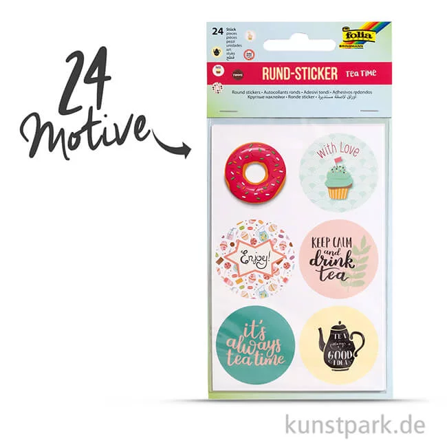 Artikelbild 2 des Artikels “Sticker rund - Tea Time, selbstkebend, 24 Stück sortiert “