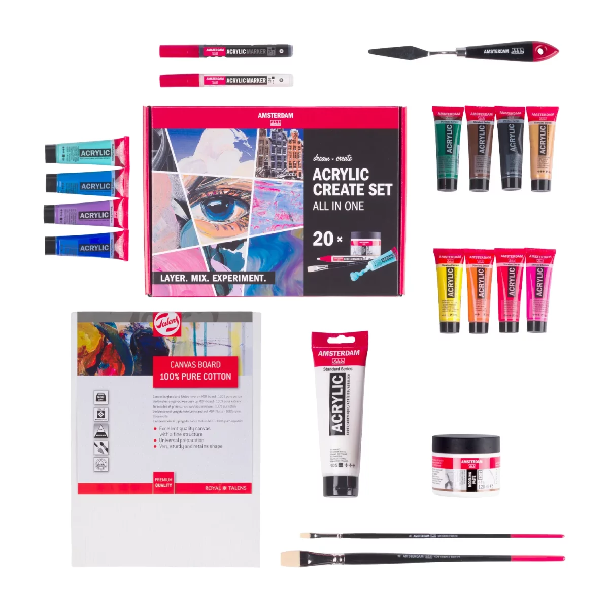 Artikelbild 2 des Artikels “Talens AMSTERDAM Acryl Starter Set mit viel Zubehör, 20-teilig “