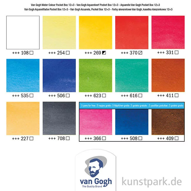 Artikelbild 2 des Artikels “Talens VAN GOGH Aquarell Pocket Box mit 12+3 halben Näpfen “