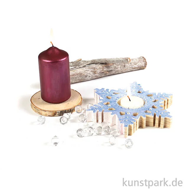 Artikelbild 2 des Artikels “Teelichthalter Schneeflocke, Holz, 150 x 150 x 18 mm “