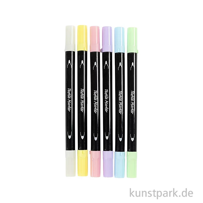 Artikelbild 2 des Artikels “Textil-Marker mit 2 Spitzen in Pastellfarben, 6er Set “