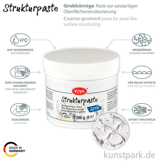 Artikelbild 2 des Artikels “Viva Decor Strukturpaste Grob, Weiß, 1200g “