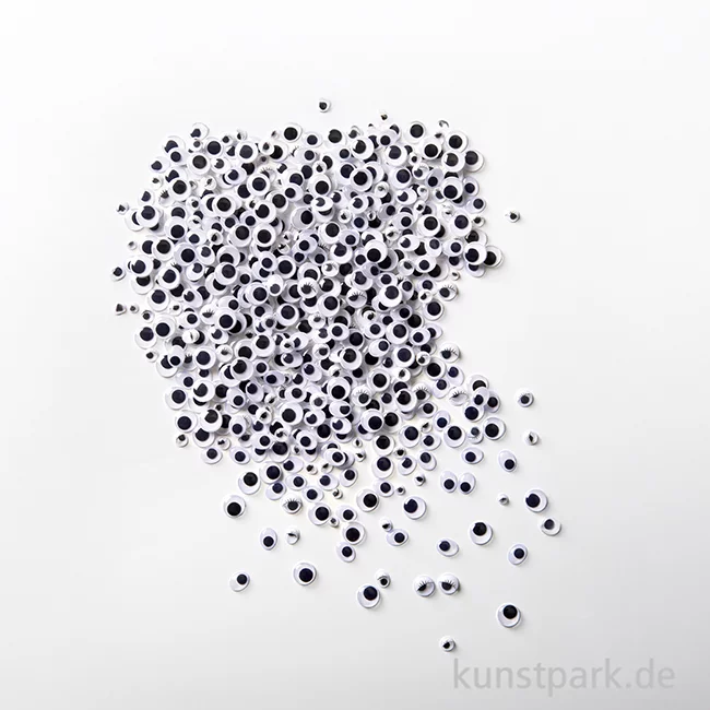 Artikelbild 2 des Artikels “Wackelaugen mit Wimpern, 6 versch. Größen, 100 Stück - weiß “