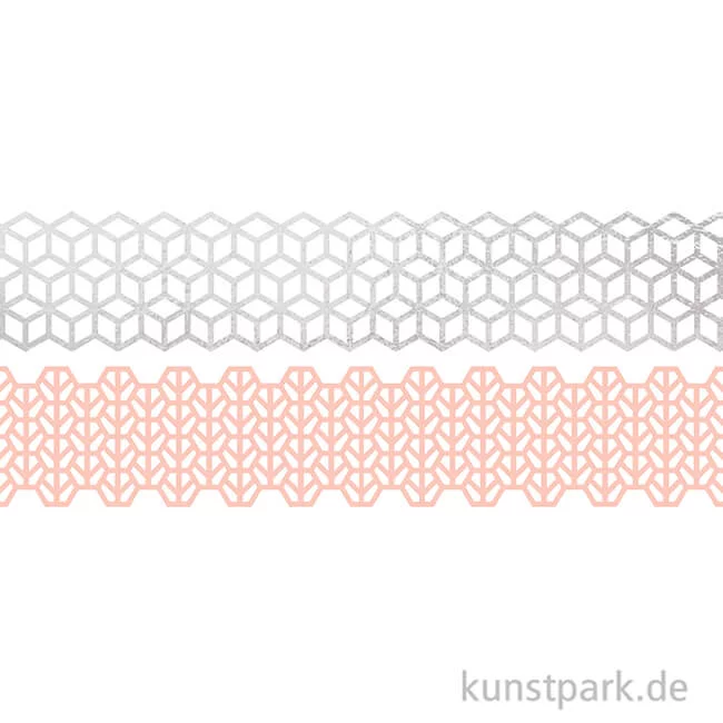 Artikelbild 2 des Artikels “Washi-Dekor-Tape, Rose + Silber, 25 mm, 2 Rollen, je 5 m “
