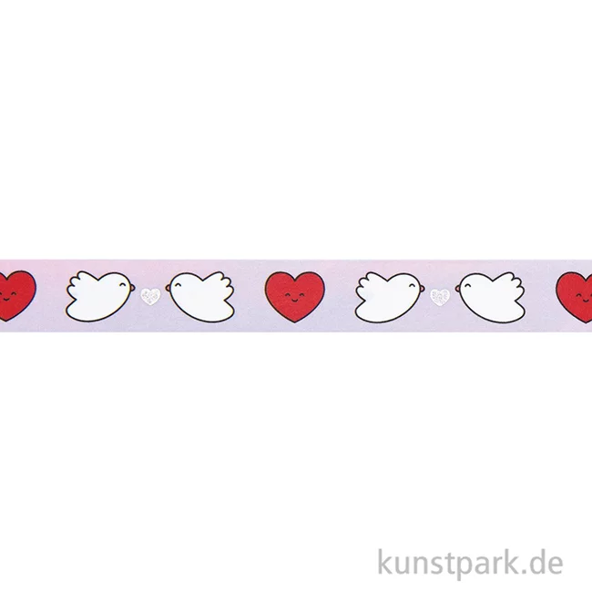 Artikelbild 2 des Artikels “Washi Tape - Chingu, Vögel + Herzen, 15 mm, 10 m Rolle “