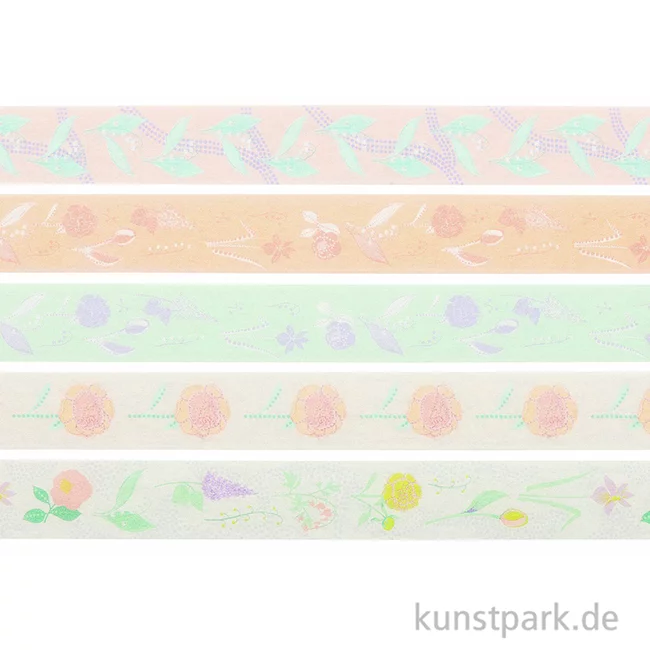 Artikelbild 2 des Artikels “Washi Tape Set - Blumen, Pastell, 5 Stück, je 10 m “