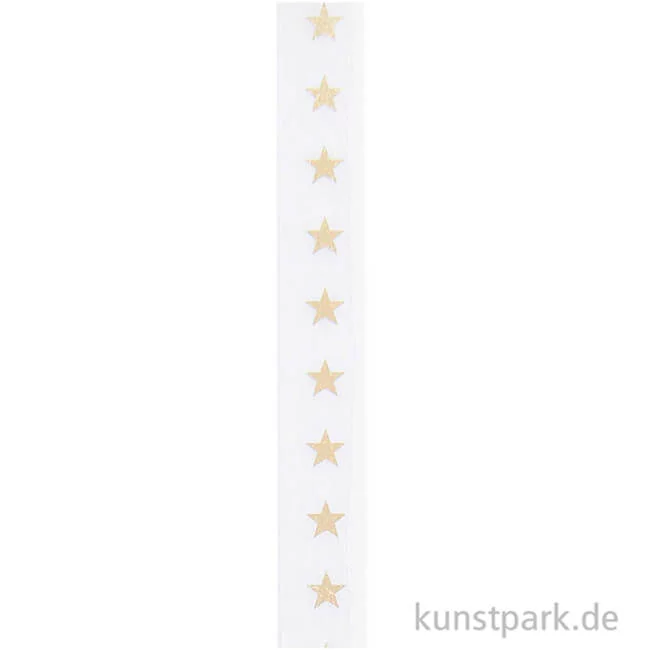 Artikelbild 2 des Artikels “Washi Tape - Sterne, Natur / Gold, 15 mm, 10 m Rolle “