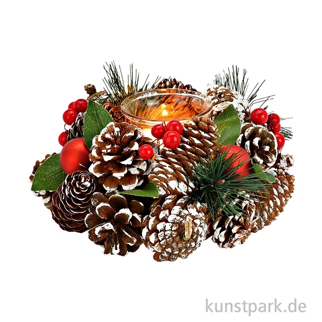Artikelbild 2 des Artikels “Weihnachtskranz mit Teelichthalter aus Glas, 19 x 9 x 19 cm “
