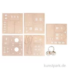 Artikelbild 2 des Artikels “Holzbausatz Lichterhäuser, Natur, 7-10 cm, 48-tlg + LED Lichterketten “