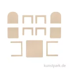 Artikelbild 2 des Artikels “Miniatur Holzbausatz - Esszimmer Set, Tisch + 2 Stühle, 9 x 8 cm “