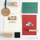 Artikelbild 2 des Artikels “Stempelset - Weihnachtsmarkt Texte, 20 Holzstempel + Stempelkissen “