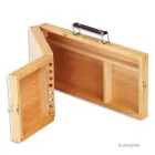Artikelbild 2 des Artikels “Utensilienkoffer aus hellem Holz, klappbar mit Pinselfächern “