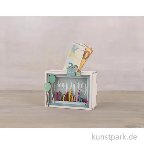 Artikelbild 2 des Artikels “3D Geschenkbox - Birthday, 11,5x8,5x5 cm, Holz-Bausatz mit 13 Teilen “