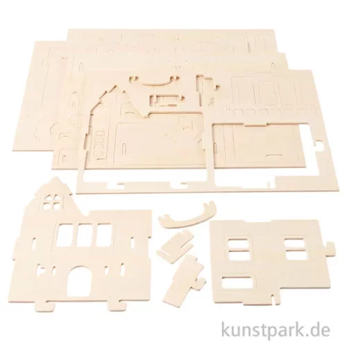 Artikelbild 2 des Artikels “3D-Holzpuzzle Haus mit Balkon, 15,8x17,5x19,5cm “