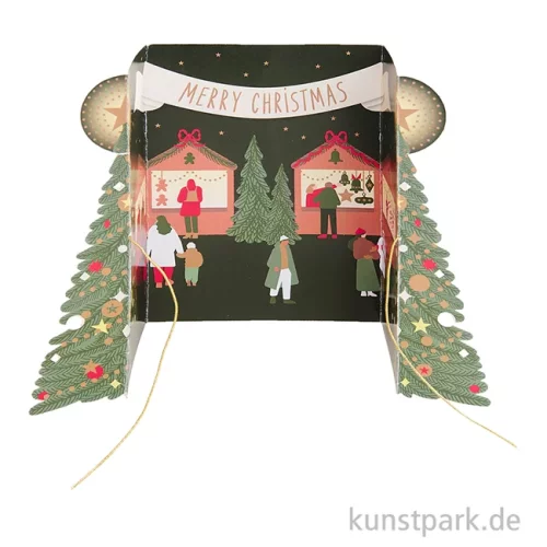 Artikelbild 2 des Artikels “3D Klappkarte - Weihnachtsmarkt mit Baum, B6 “
