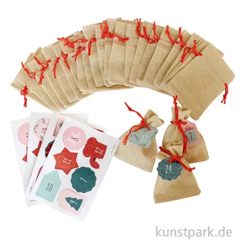 Artikelbild 2 des Artikels “Adventskalender Bastelset - Natur, Juteoptik, 49-teilig “