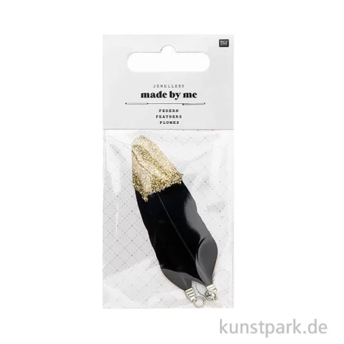 Artikelbild 2 des Artikels “Anhänger Federn - Schwarz-Gold, 2er Set “
