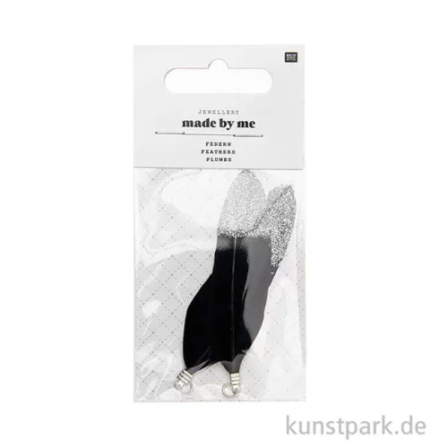 Artikelbild 2 des Artikels “Anhänger Federn - Schwarz-Silber, 2er Set “