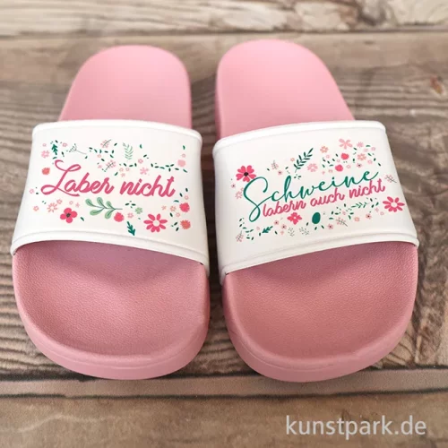 Artikelbild 2 des Artikels “Badelatschen, Rosa-Weiß, Bedruckt, Design, Laber nicht “