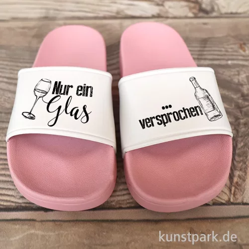 Artikelbild 2 des Artikels “Badelatschen, Rosa-Weiß, Bedruckt, Design, Nur ein Glas “