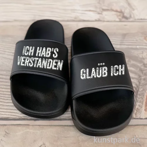 Artikelbild 2 des Artikels “Badelatschen, Schwarz, Bedruckt, Design, Ich hab's verstanden “