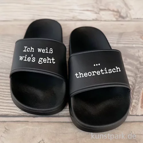 Artikelbild 2 des Artikels “Badelatschen, Schwarz, Bedruckt, Design, Ich weiß wie's geht “