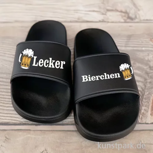 Artikelbild 2 des Artikels “Badelatschen, Schwarz, Bedruckt, Design, Lecker Bierchen “