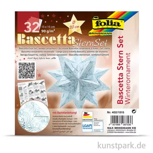 Artikelbild 2 des Artikels “Bascetta-Stern Bastelset - Weiß-Winterornament Eisblau, 90g 15 x 15 cm“