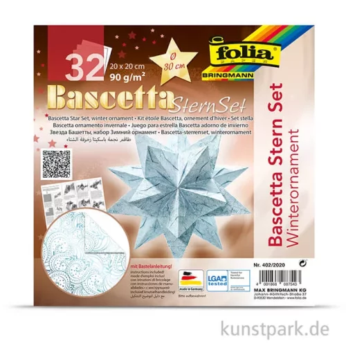 Artikelbild 2 des Artikels “Bascetta-Stern Bastelset - Weiß-Winterornament Eisblau, 90g 20 x 20 cm“
