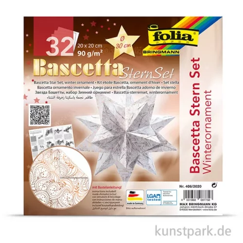 Artikelbild 2 des Artikels “Bascetta-Stern Bastelset - Weiß-Winterornament Kupfer, 90g 20 x 20 cm“