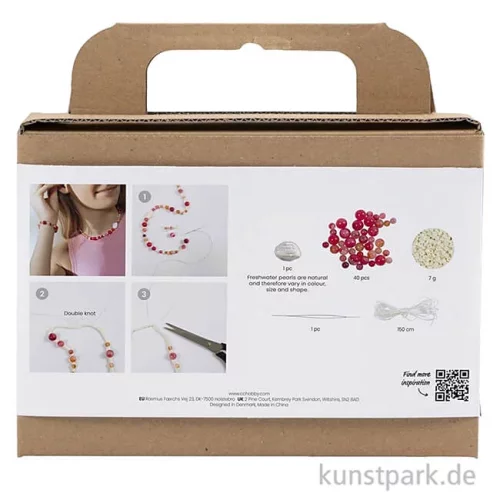 Artikelbild 2 des Artikels “Bastelset Schmuck, Achat Perlenkette + Armband, Pink “