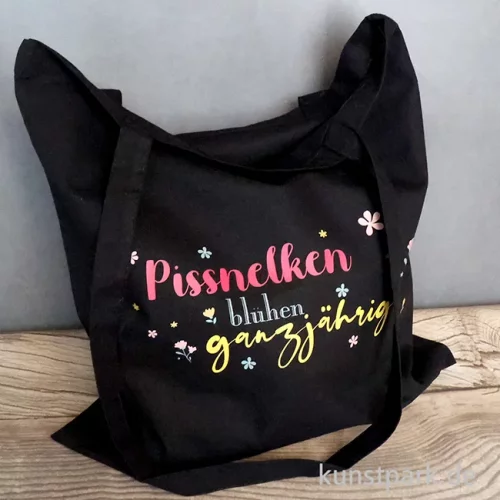 Artikelbild 2 des Artikels “Baumwolltasche, Schwarz, Bedruckt, Design, Pissnelken “