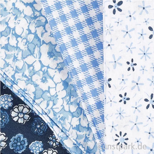 Artikelbild 2 des Artikels “Blauer Patchwork-Stoff im Set, Größe 45x55 cm, 4 Stück “