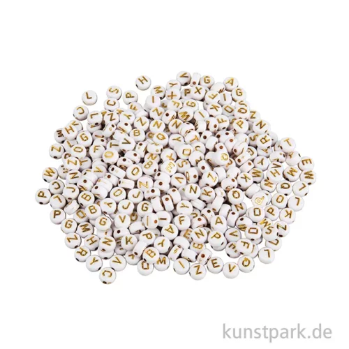 Artikelbild 2 des Artikels “Buchstaben-Perlen aus Plastik, 6 mm ø, Weiß Gold, 40g “