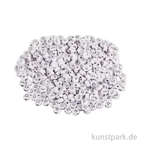 Artikelbild 2 des Artikels “Buchstaben-Perlen aus Plastik, 6 mm ø, Weiß Silber, 40g “
