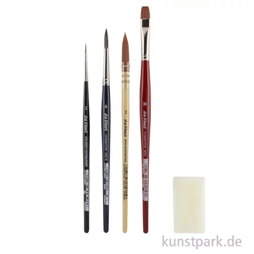 Artikelbild 2 des Artikels “da Vinci Pinselset, 4 hochwertige Aquarellpinsel & Zubehör im Holzkasten “