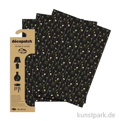 Artikelbild 2 des Artikels “DECOPATCH Papier 888 Blumen Gold-Schwarz, 3 Stück “
