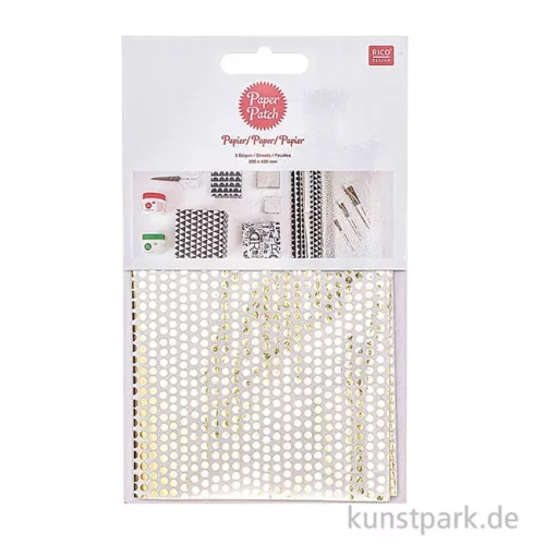 Artikelbild 2 des Artikels “Decoupage Papier - Metallisch Gold Punkte, 3 Stück “