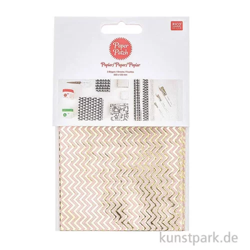 Artikelbild 2 des Artikels “Decoupage Papier - Metallisch Gold Zickzack, 3 Stück “