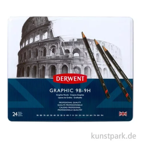 Artikelbild 2 des Artikels “Derwent GRAPHIC 24 Bleistifte im Metalletui, Härte 9B bis 9H “