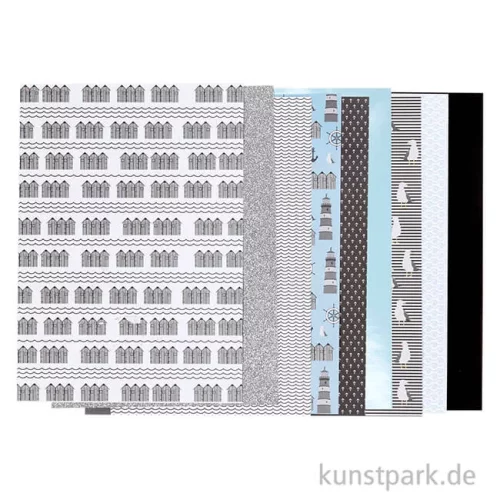 Artikelbild 2 des Artikels “Design-Papier Block - Blau-Grau-Weiß-Schwarz, 24 Blatt, 120 g “