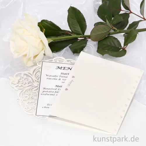 Artikelbild 2 des Artikels “Doppelkarte mit feinem Ausschnitt & Umschlag, 12 x 17,7 cm, 5 Stück - creme “