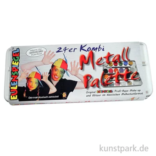 Artikelbild 2 des Artikels “Eulenspiegel 21 Basis + 3 Glitter-Farben Metall-Palette mit Pinseln “